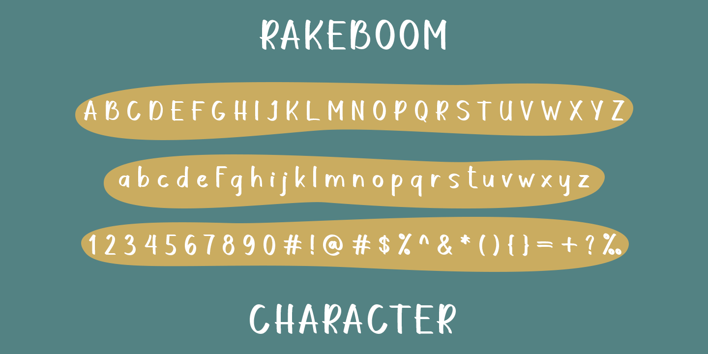 Ejemplo de fuente Rakeboom Regular